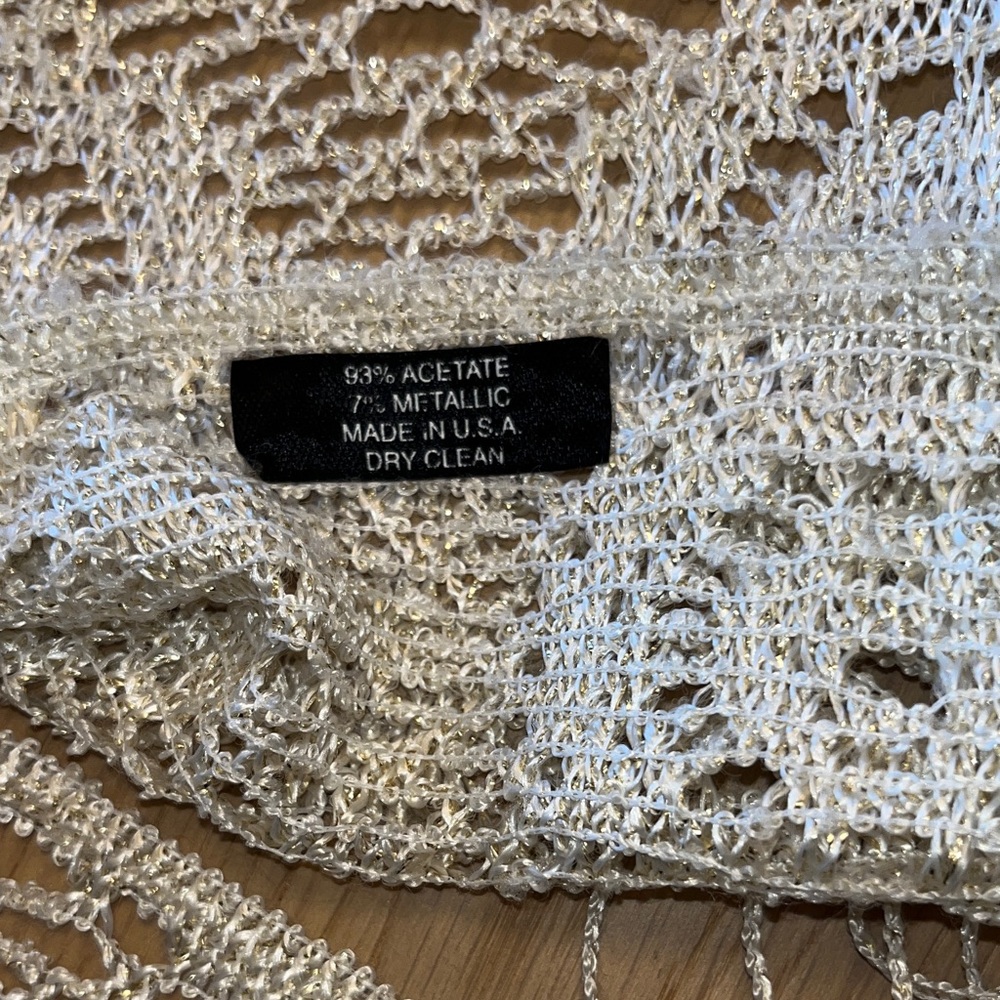 Vintage Fringe Piano Shawl - Gold and Cream Woven - Picture 3 of 3